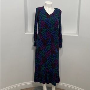 Fabienne Chapot Amsterdam Green Blue Multi Printed Long Sleeve Maxi Dress EUR 36